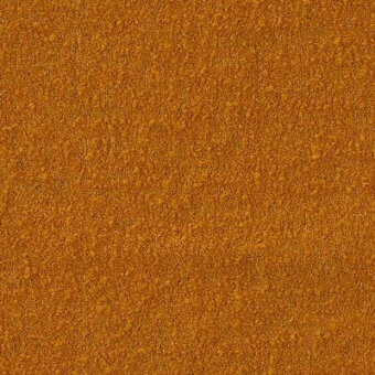 Ricciolone 20 Okra fabric sample, textured orange weave, granular surface with irregular bumps, Moroso A7036 upholstery material.